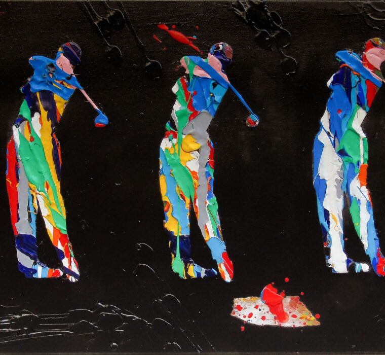 NATINO CHIRICO - GOLFER - 30x40 - OIL ACRYLIC AND MIXED MEDIA ON CANVAS 2020